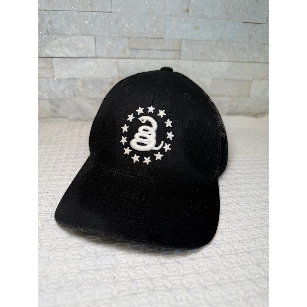 Dont Tread On Me Snake Trucker Hat Black Mesh Snapback Embroidered Cap